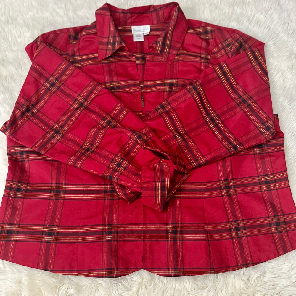 Plaid silk blouse